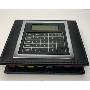 Faux Leather Sticky Note And Flag Organizer With a‎ Built-in Calculator Works